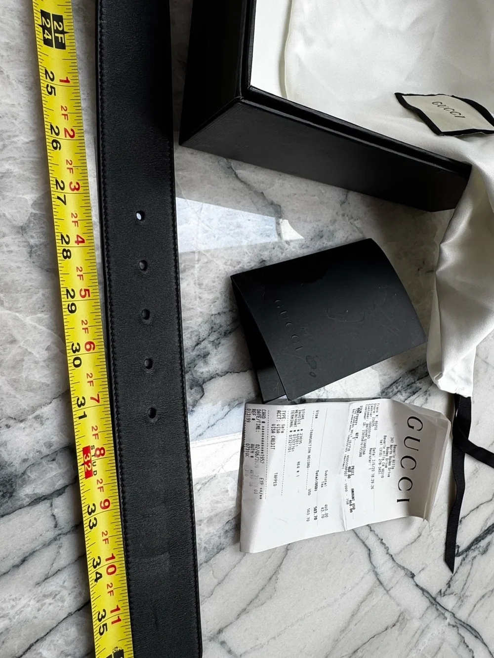 Gucci Black Leather Marmont Wide Belt with Gold Double G Logo Buckle